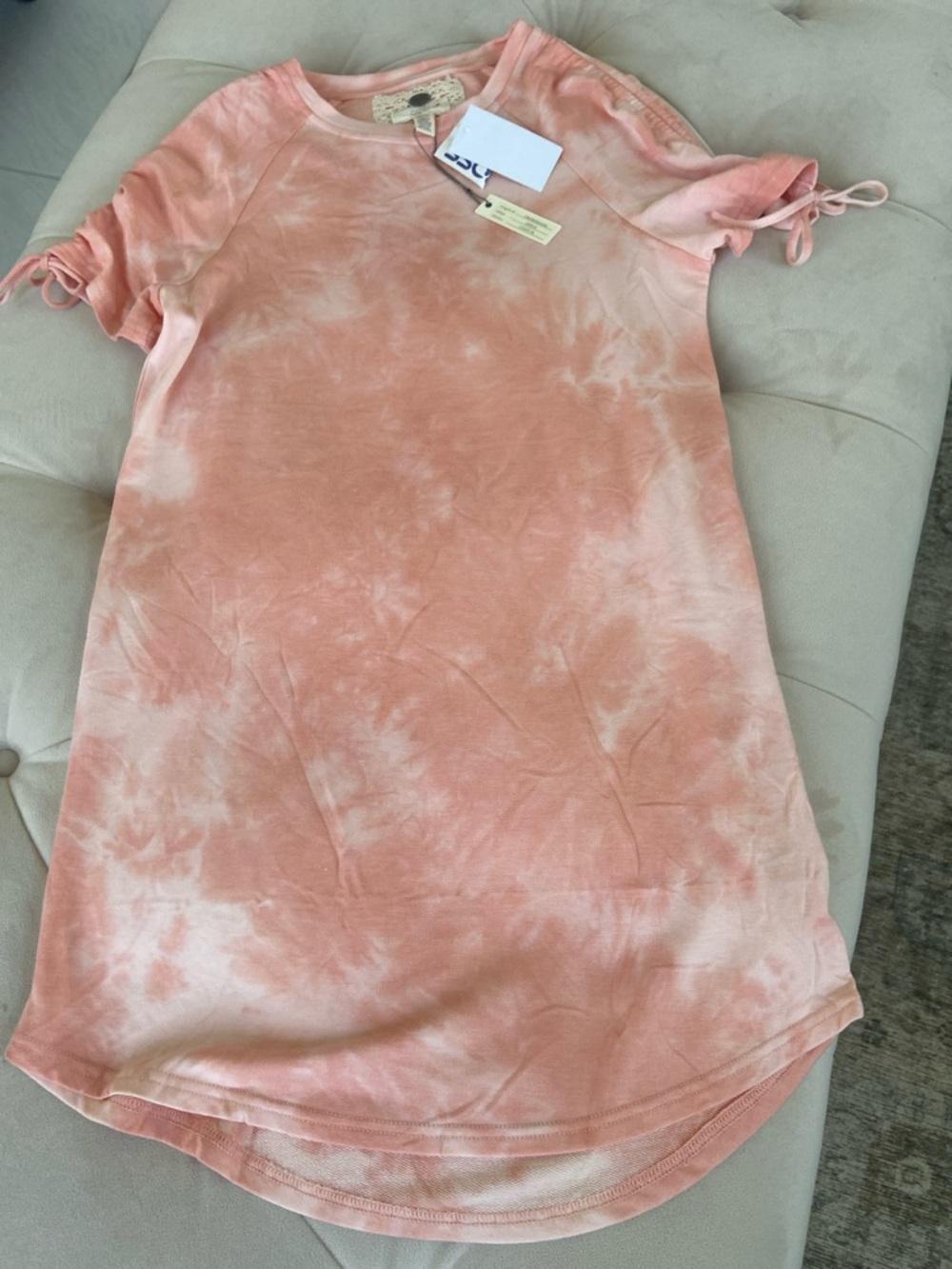 Cupio Peach Tie-Dye Short Sleeve Tunic Dress